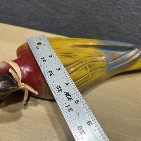 Vintage Recupe Hand Carved Hanging Hand Painted Parrot 15” - Picture 14 of 14